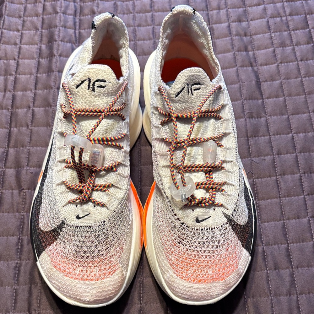 Women’s Nike Alphafly 3. White, black and orange size 9.
